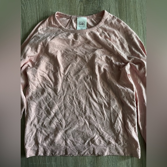 Athleta Girl Light Pink Long Sleeve Jacquard Textured Sport Shirt - Size XL - Picture 2 of 7